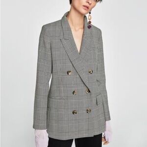 Zara Gray Plaid Blazer